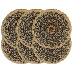VidaXL Placemats 6 St Rond 38 Cm Jute Donkerblauw