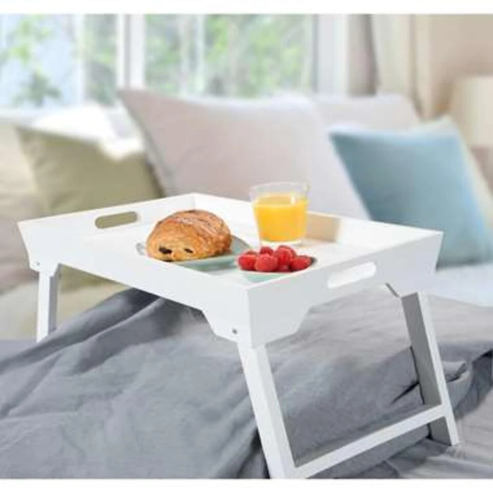 Kesper Dienblad - Ontbijt Op Bed - Inklapbaar - Wit - Hout - 52 Cm 4 Kesper Dienblad - Ontbijt Op Bed - Inklapbaar - Wit - Hout - 52 Cm - Afbeelding 4