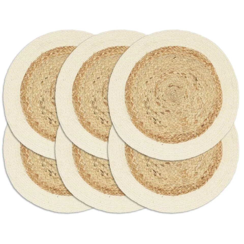 VidaXL Placemats 6 St Rond 38 Cm Jute En Katoen Natuurlijk 1 VidaXL Placemats 6 St Rond 38 Cm Jute En Katoen Natuurlijk