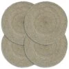 VidaXL Placemats 4 St Rond 38 Cm Jute Effen Grijs