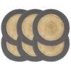 VidaXL Placemats 6 St 38 Cm Jute En Katoen Natuurlijk En Antraciet