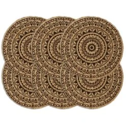VidaXL Placemats 6 St Rond 38 Cm Jute Donkerbruin