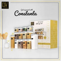 LW Collection Voorraadpotten 14 Stuks Met Stickers -Tafel Benodigdheden Winkel 2909108406824e3e9ad971ba9c226fac