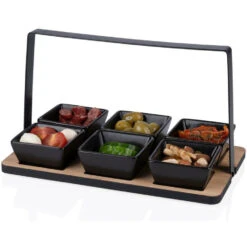 Alpina Serveerplank Met 6x Schaaltjes - Bamboe/aardewerk - L24 Cm -Tafel Benodigdheden Winkel 2d7501ca815f4c79990c5d631d711e0c