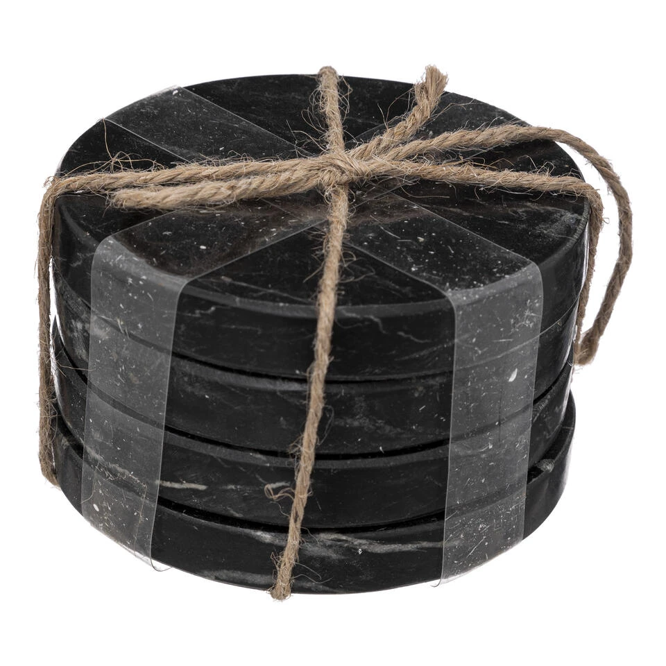 Secret De Gourmet Onderzetters Voor Glazen - 4 Stuks - Marmer - Zwart 3 Secret De Gourmet Onderzetters Voor Glazen - 4 Stuks - Marmer - Zwart - Afbeelding 3