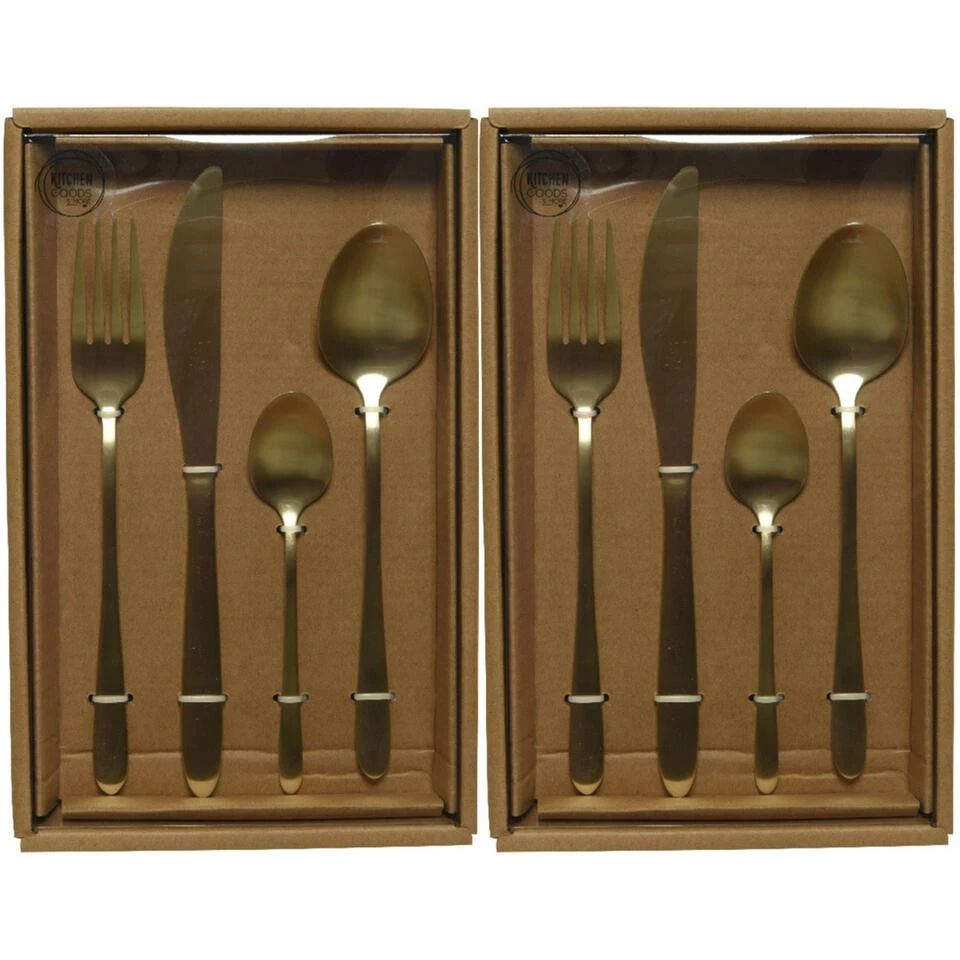 Decoris Bestekset - 16-delig - Licht Goudkleurig - RVS - 4 Personen 2 Decoris Bestekset - 16-delig - Licht Goudkleurig - RVS - 4 Personen - Afbeelding 2