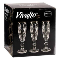 Vivalto - Champagneglazen - 6x - Kristal Look - Gouden Rand - 330 Ml -Tafel Benodigdheden Winkel 4928d3ef67804183be28caeb8d895824