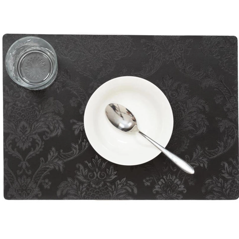 Wicotex Placemat Amatista - Zwart - Antislip - 43 X 30 Cm 2 Wicotex Placemat Amatista - Zwart - Antislip - 43 X 30 Cm - Afbeelding 2