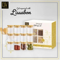 LW Collection Voorraadpotten Kruidenpotjes Glas 12 Stuks Bamboe Deksel 0.2L 5 LW Collection Voorraadpotten Kruidenpotjes Glas 12 Stuks Bamboe Deksel 0.2L -Tafel Benodigdheden Winkel 5bcab4182dd2411fab94f2080b4a224e