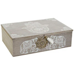 Items Theedoos - 6-vaks - Hout - Indian - 24 X 16 X 7 Cm -Tafel Benodigdheden Winkel 620baba2484942688e605aea2b194b49