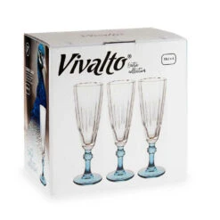 Vivalto - Champagneglazen Exotic Collection Set 6x Op Blauw Voet 170ml -Tafel Benodigdheden Winkel 9f29a24b1d4a46b7a5e003a1ac0e181b
