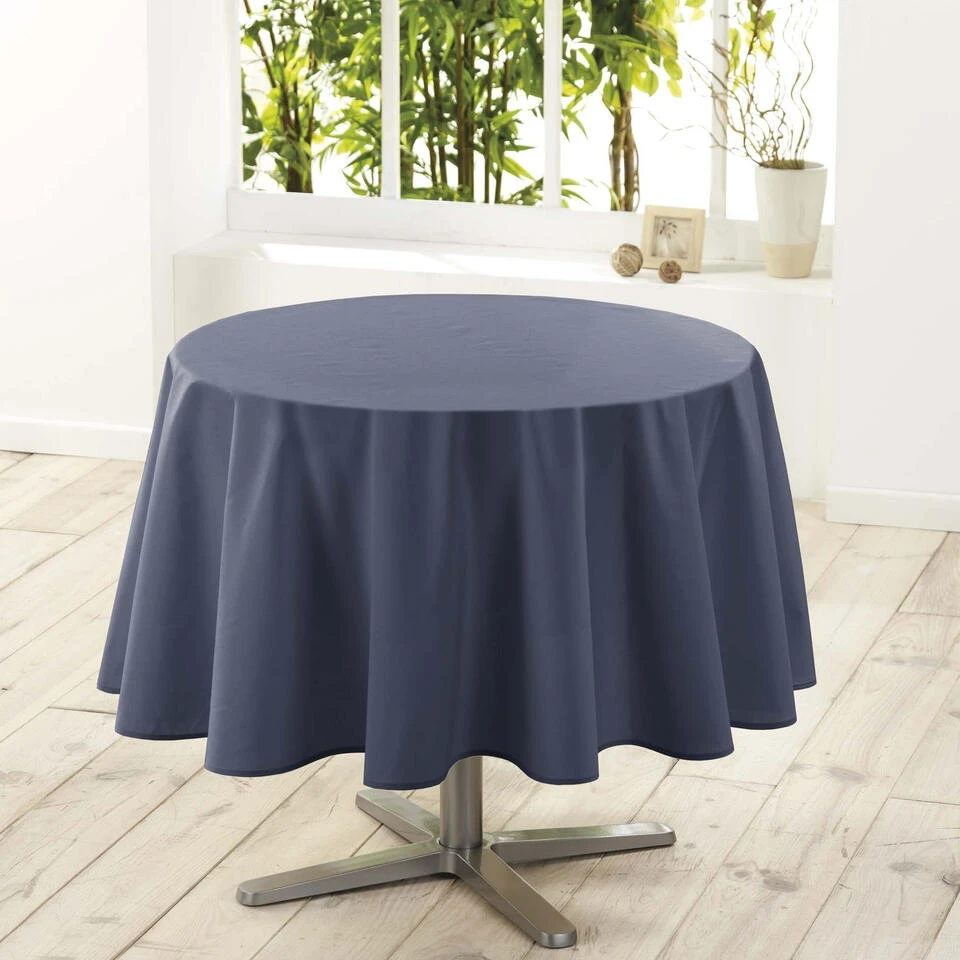 Wicotex Tafellaken - Donkerblauw - Rond - Polyester - 180 Cm 2 Wicotex Tafellaken - Donkerblauw - Rond - Polyester - 180 Cm - Afbeelding 2
