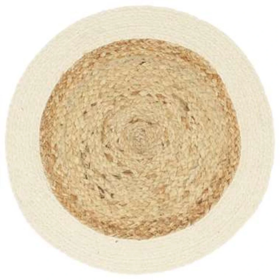 VidaXL Placemats 6 St Rond 38 Cm Jute En Katoen Natuurlijk 3 VidaXL Placemats 6 St Rond 38 Cm Jute En Katoen Natuurlijk - Afbeelding 3