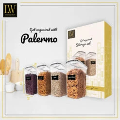 LW Collection Voorraadpotten 4 Stuks 4L Met Stickers -Tafel Benodigdheden Winkel c6a040921db54a92a0699263c9656b88