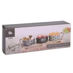 Excellent Houseware Serveerplank - Hout - 23x9cm - Met 3st Porselein Schaaltjes -Tafel Benodigdheden Winkel e97044bddd51449da11071c96eaa78f9