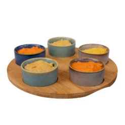 Billiet Serveerplank Bamboe - Met 5x Luxe Schaaltjes - Dia 25 Cm -Tafel Benodigdheden Winkel ed708fdbe7344153b6bcbd2641c2da4a